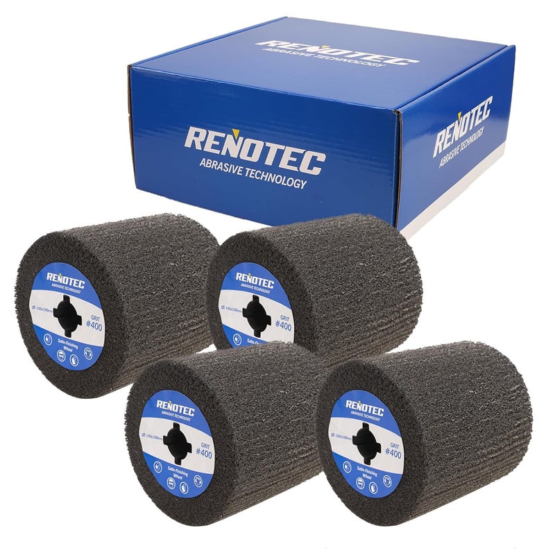 RENOTEC 4"x4", Burnishing Wheel SSF 4 Pack, SF, Grit 400, S/C, Metalwork and Woodwork - Image 2